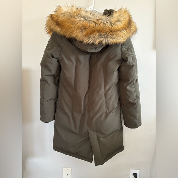 Sam Edelman Army Green Long Women's  Faux Fur Hooded Down Puffer Jacket Size XS - Picture 14 of 15